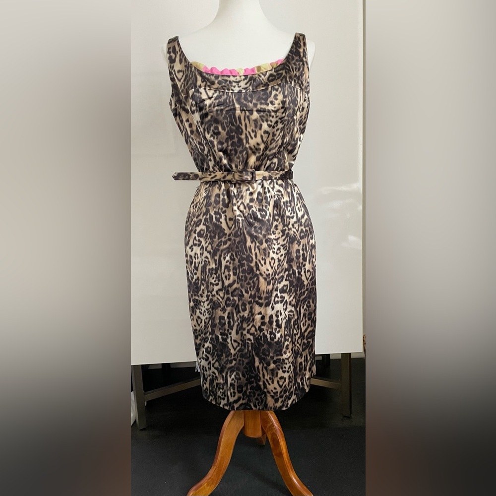 Tuleh Leopard Print  silk Sleeveless Dress